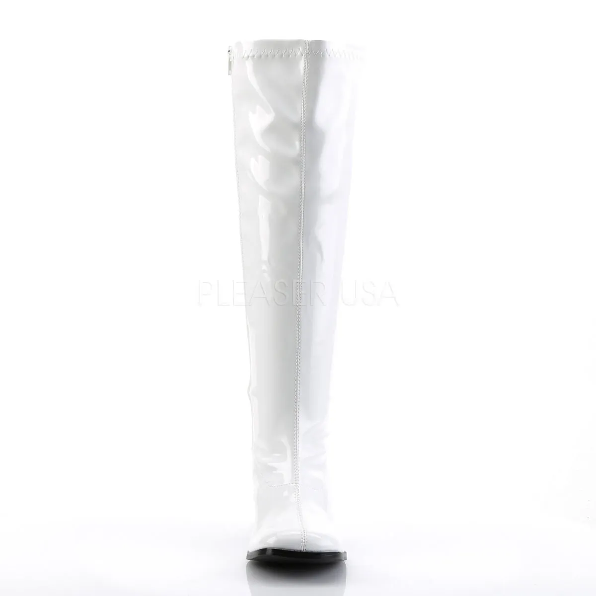 3 Inch Heel GOGO-300WC White Pat (Wide Calf)