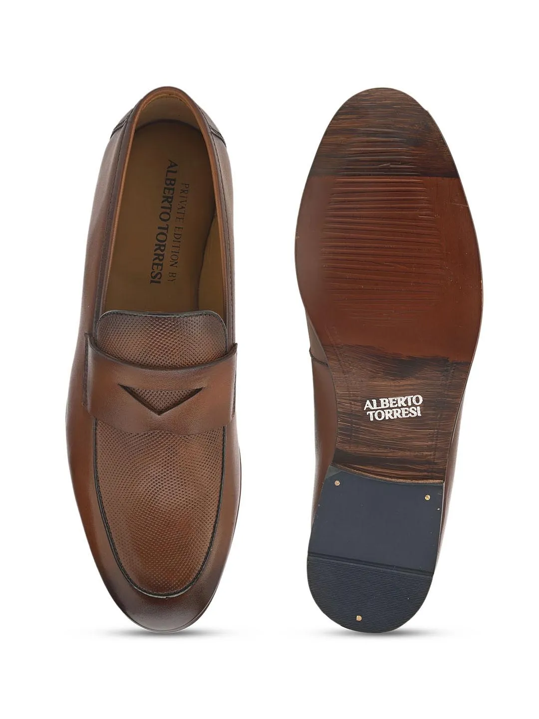 Alberto Torresi Genuine Leather Brown Loafers For Men