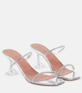 Amina Muaddi PVC embellished Gilda mules, silver