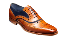 Barker McClean Classic Full Brogue Oxford Shoe - Cedar Calf / Navy Suede