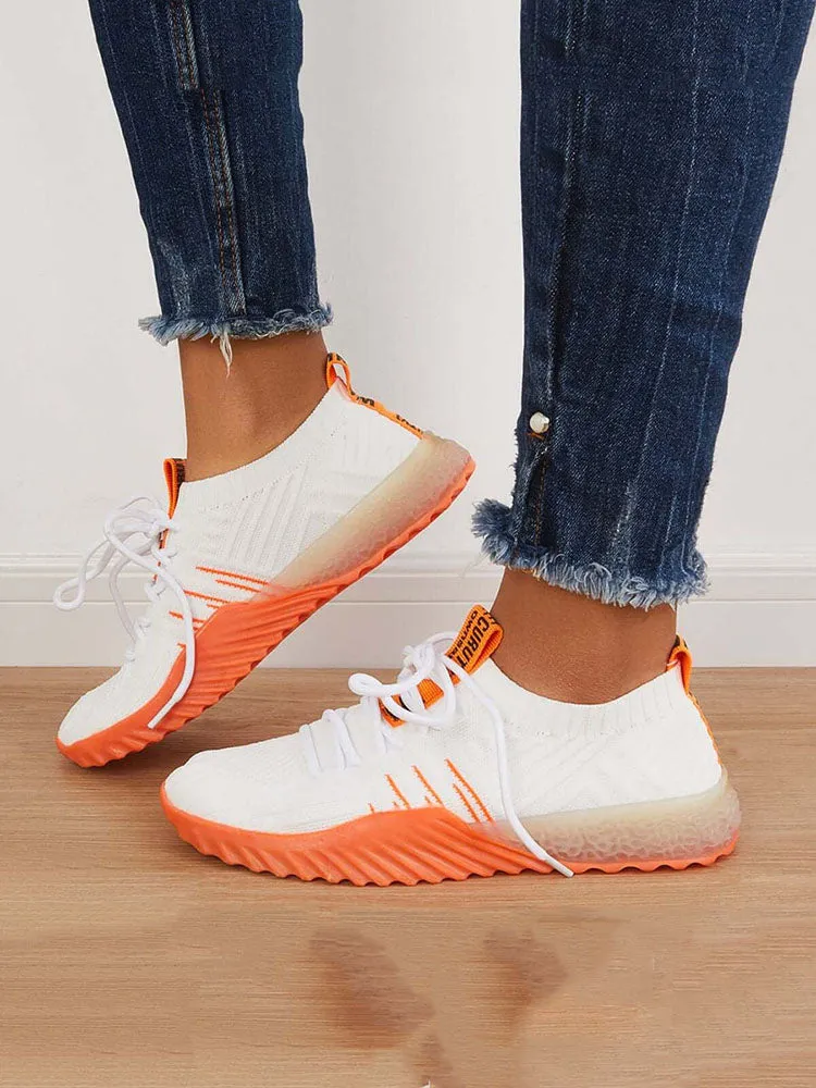 Casual Breathable Lace Up Knitted Sneakers