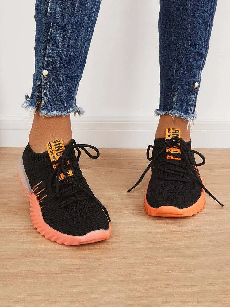 Casual Breathable Lace Up Knitted Sneakers