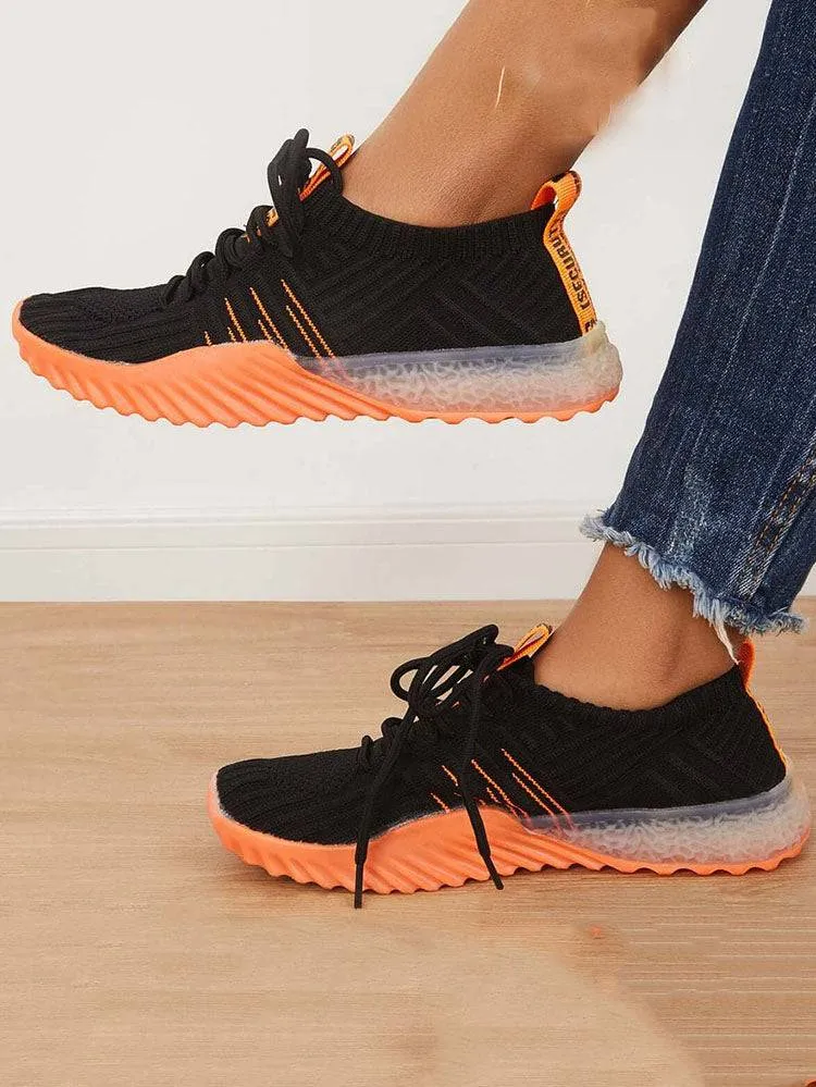 Casual Breathable Lace Up Knitted Sneakers