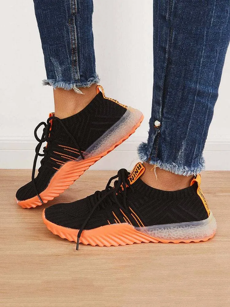 Casual Breathable Lace Up Knitted Sneakers