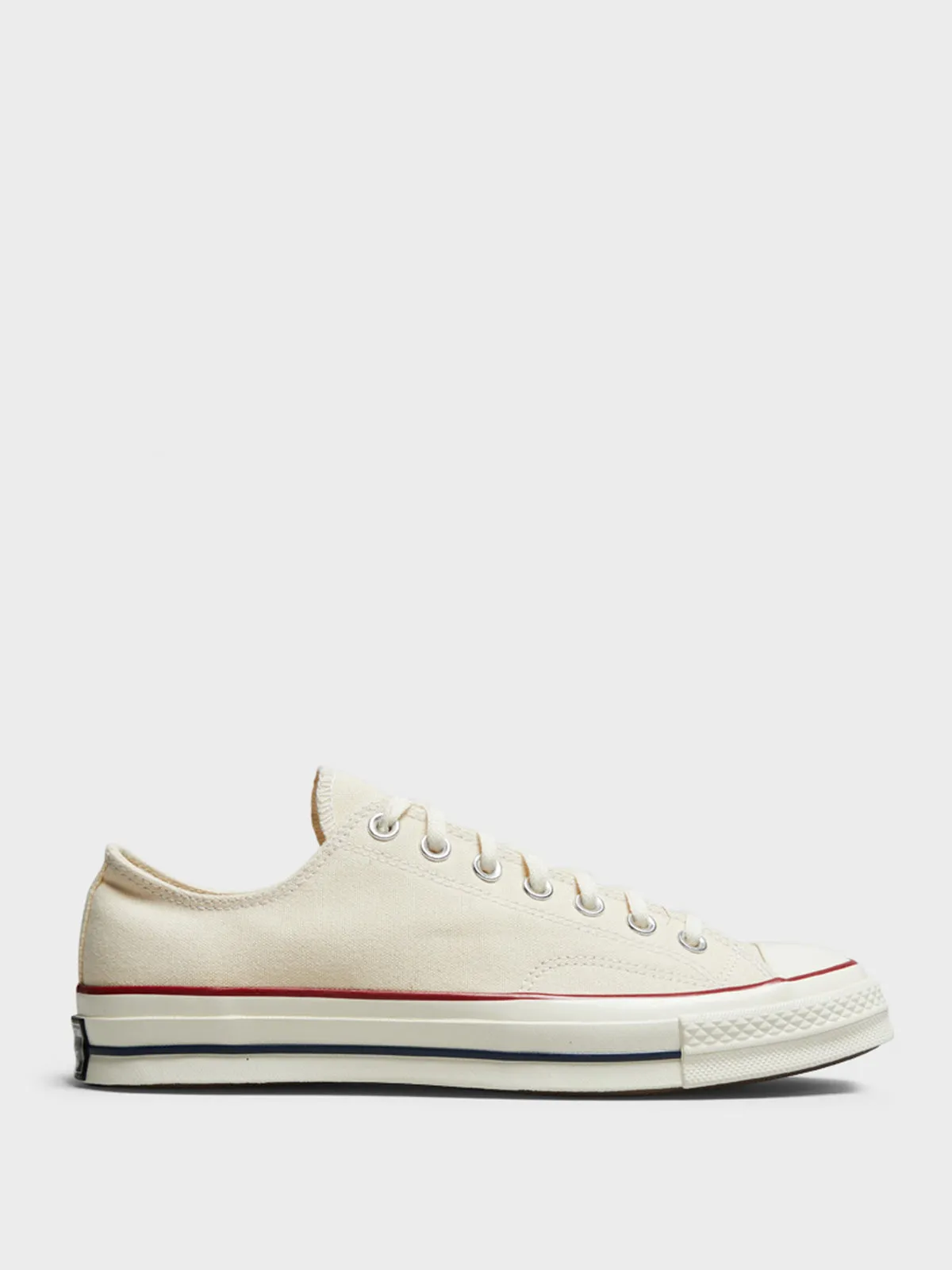 Chuck 70 Low Top Canvas Sneakers in Parchment/Garnet/Egret