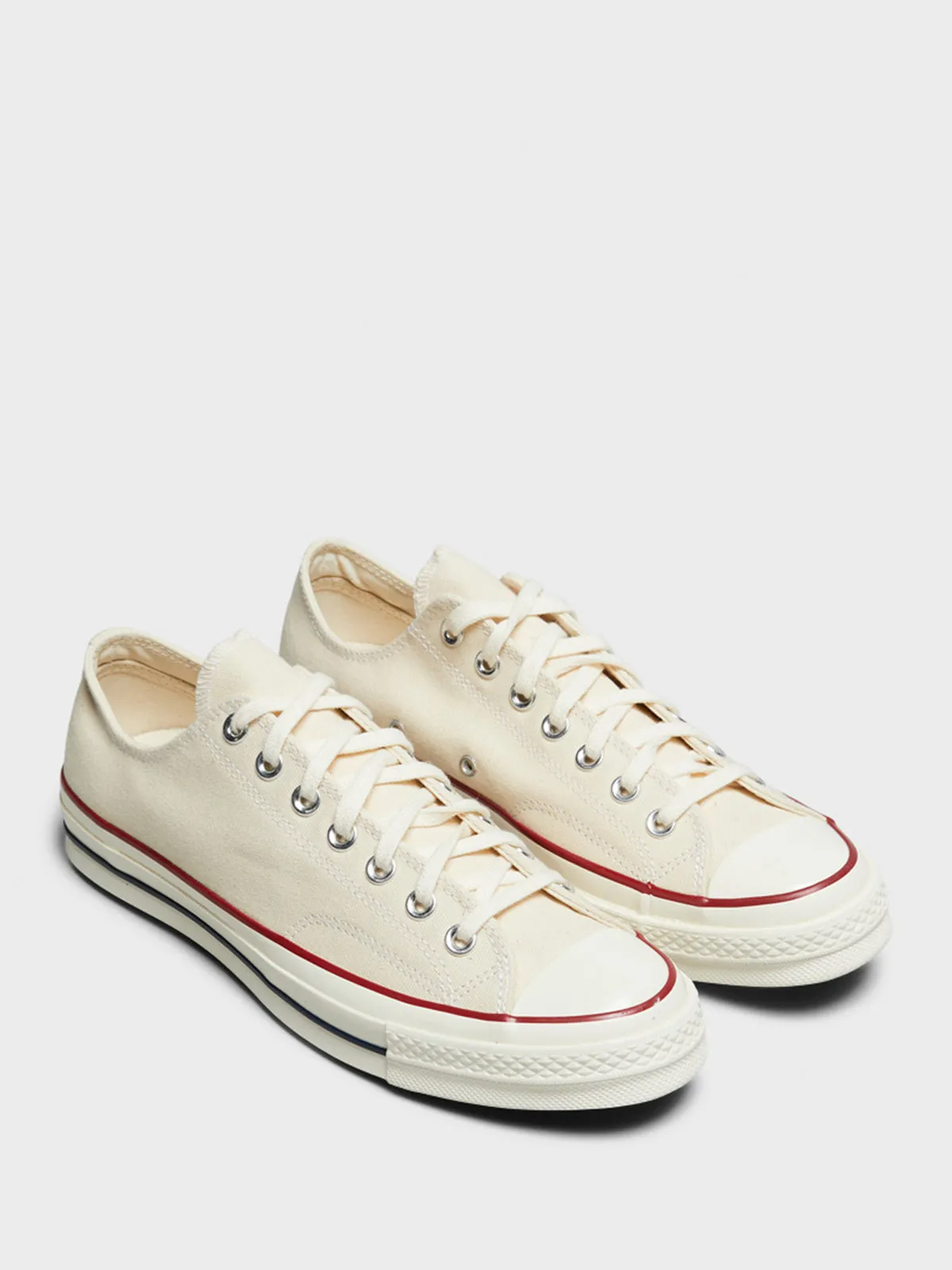 Chuck 70 Low Top Canvas Sneakers in Parchment/Garnet/Egret