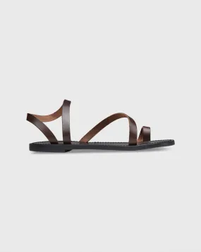 Diagonal Strap Sandal in Dark Brown Leather