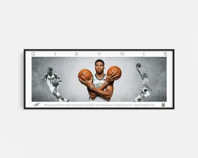 GIANNIS PANORAMIC COLLAGE PRINT SIGNED FRAMED WINGS