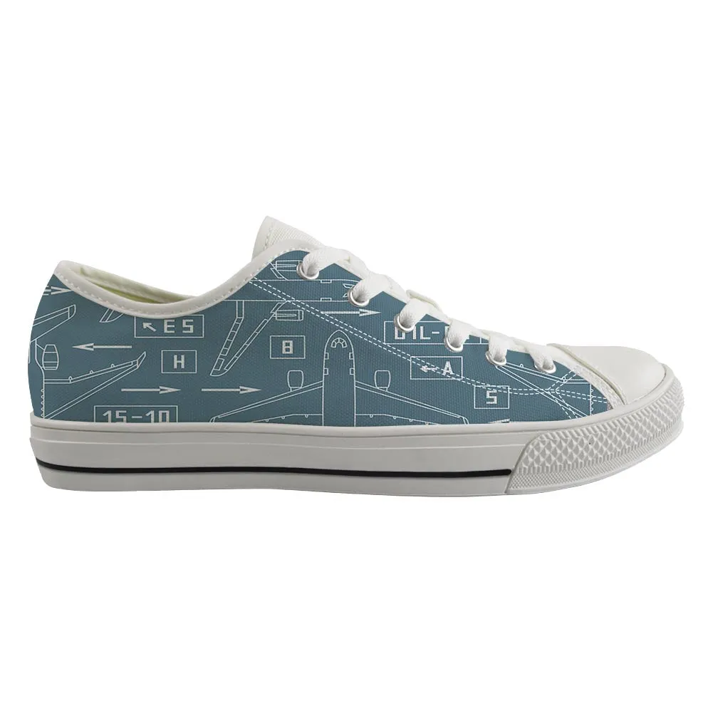 Jet Planes & Airport Signs Designed Canvas Shoes (Men)