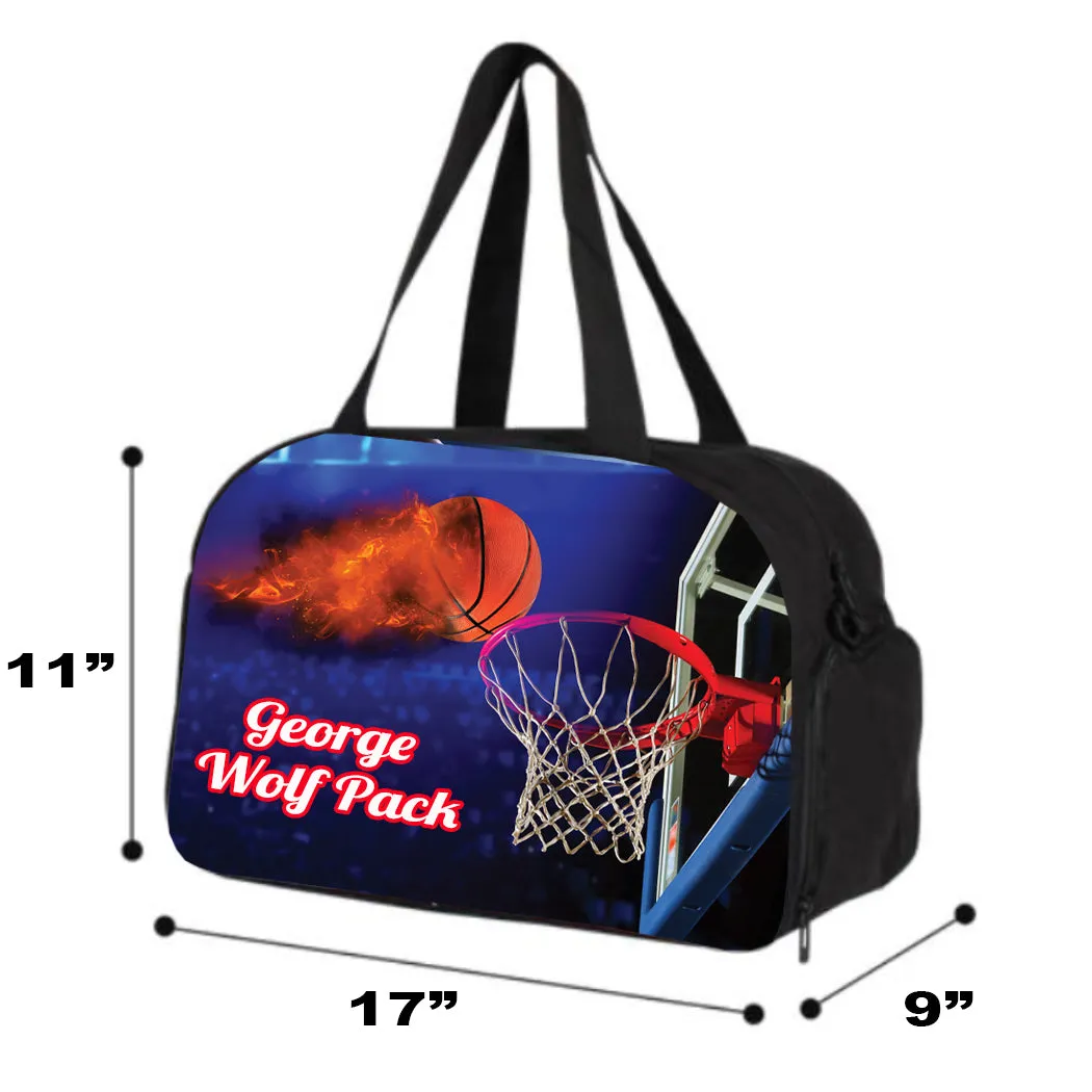 Personalized Full Color Sport Duffel Bag W/ Optional Water Bottle - Basketball