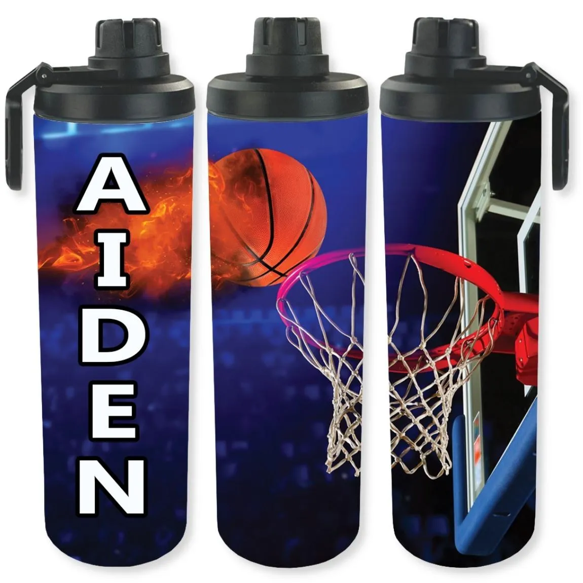 Personalized Full Color Sport Duffel Bag W/ Optional Water Bottle - Basketball